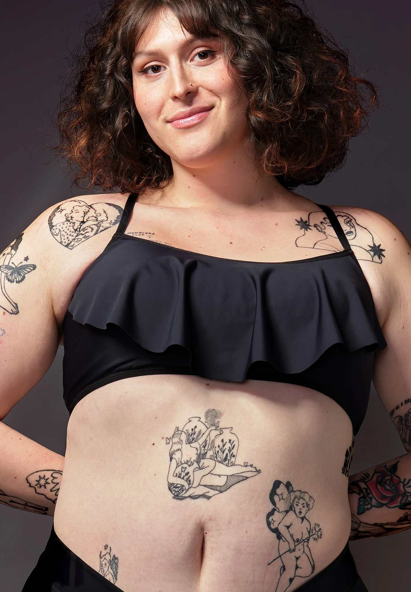 Bikini Top Ruffle black - Image 5