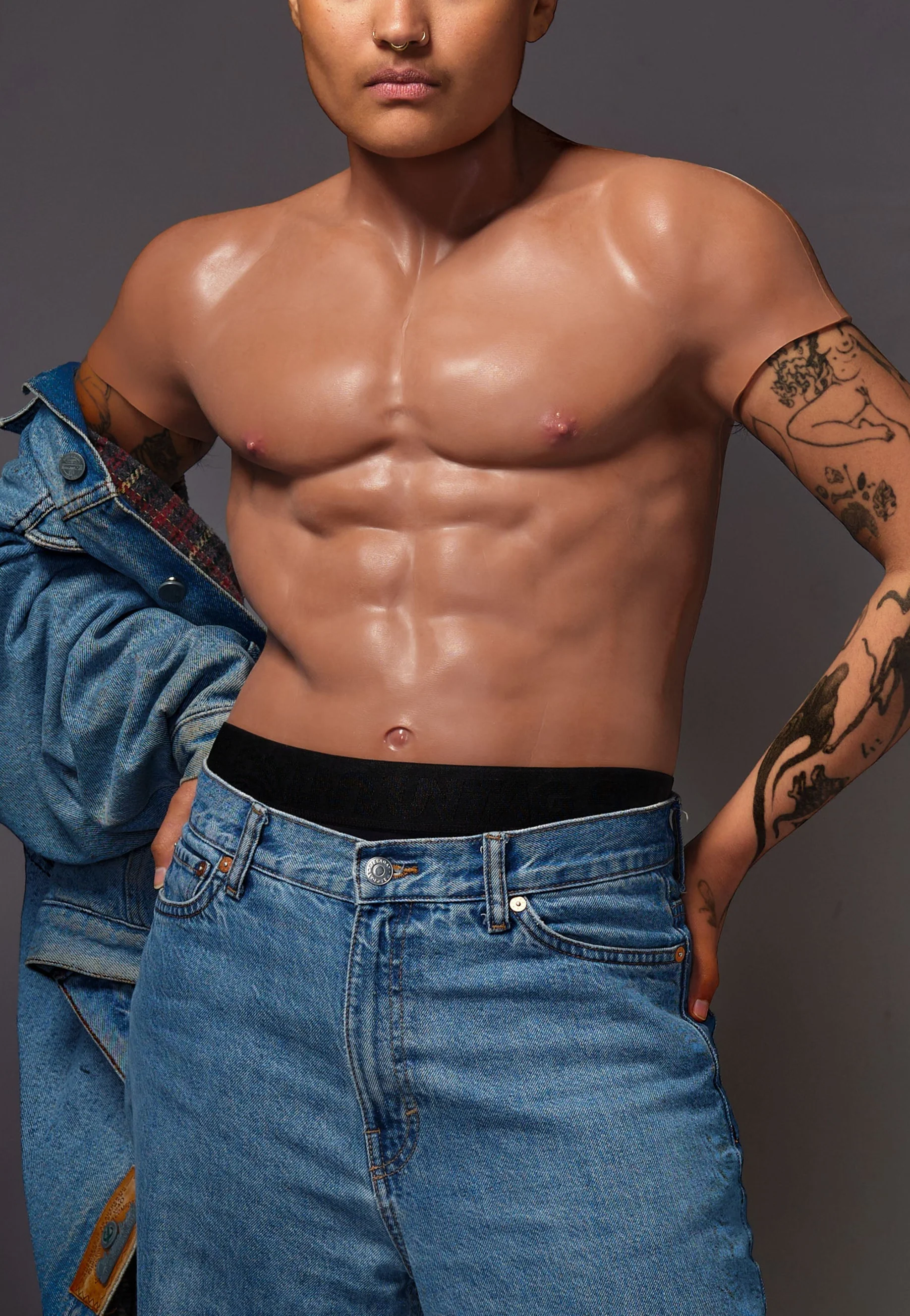 Silicone Torso Pecs and Abs caramel - Image 5